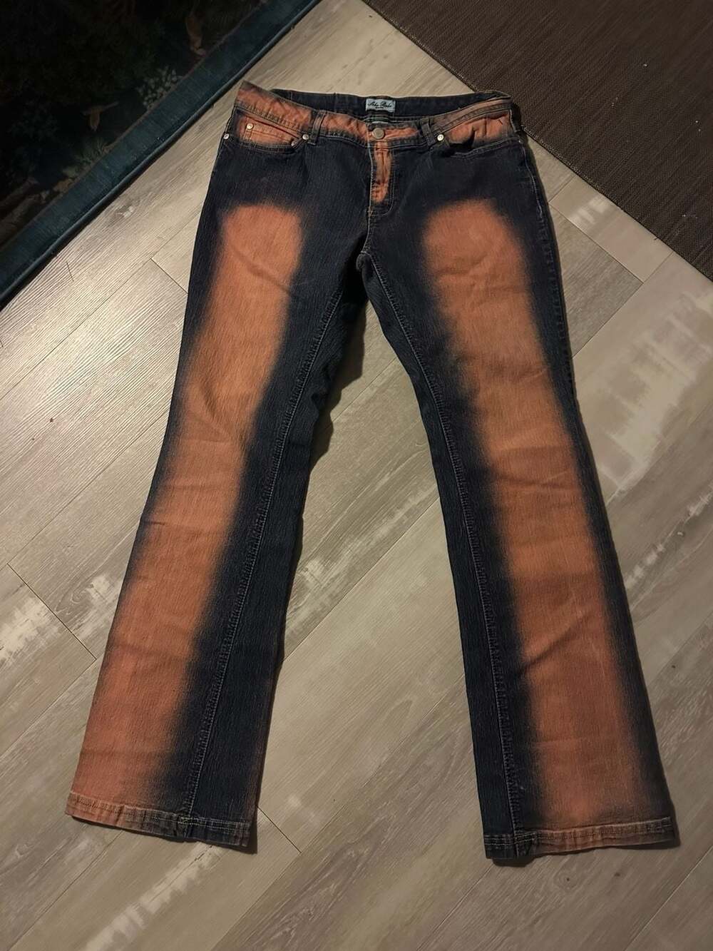 Soho Babe New York Flare Jeans Size 11 Vintage Wash Orange Faded